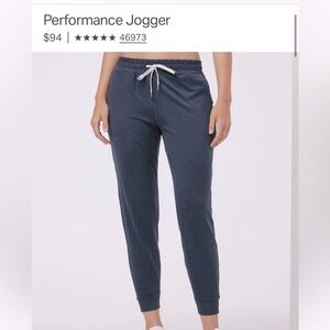 Vuori Blue Track Pants with Tapered Fit and Elastic Cuffs